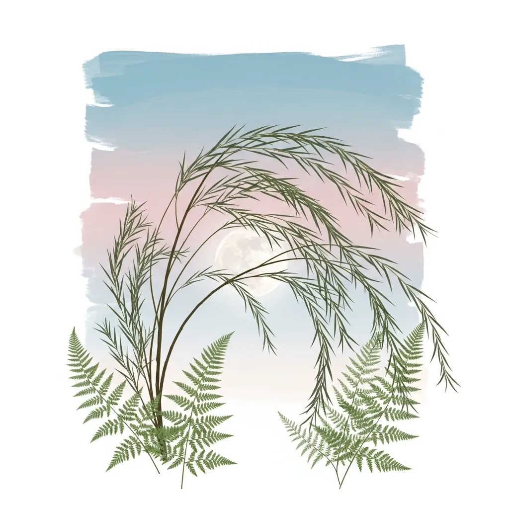Nature elements inspiring soft minimal cat names like Willow, Luna, and Fern.