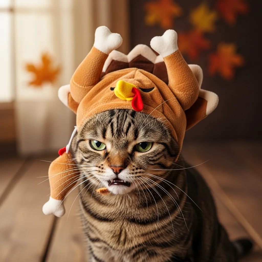 Grumpy cat in funny holiday costume viral reaction.