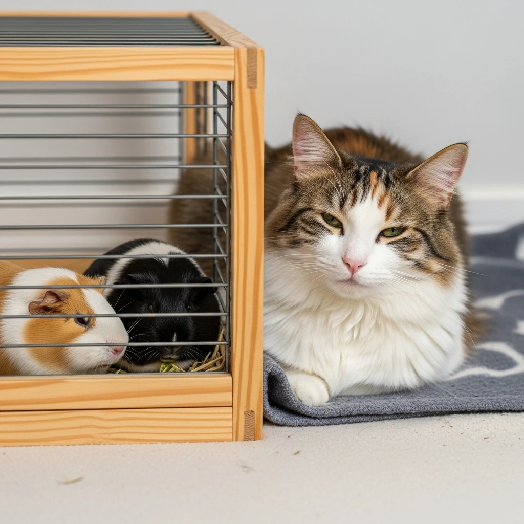 Different cat personalities interacting with other pets: confident, timid, and independent approaches.