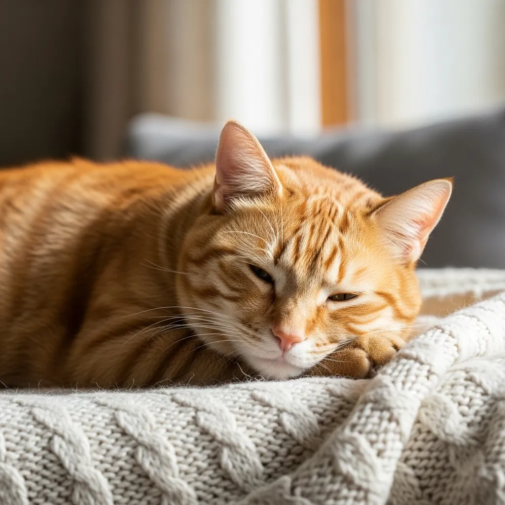 Peaceful cat resting calmly, embodying gentle personality