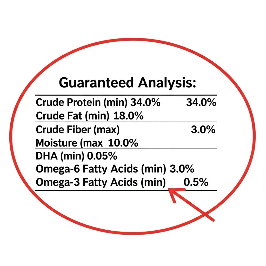 The Complete Guide to a Cat's Nutritional Needs at Every Life Stage 4 Educational breakdown of key sections to evaluate on a cat food nutrition label.