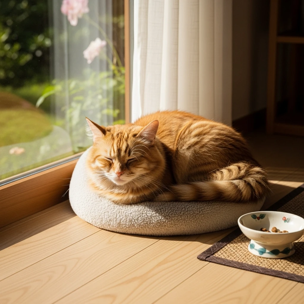 Cat in a designed safe space demonstrating modern approach to feline emotional wellbeing and stress reduction.