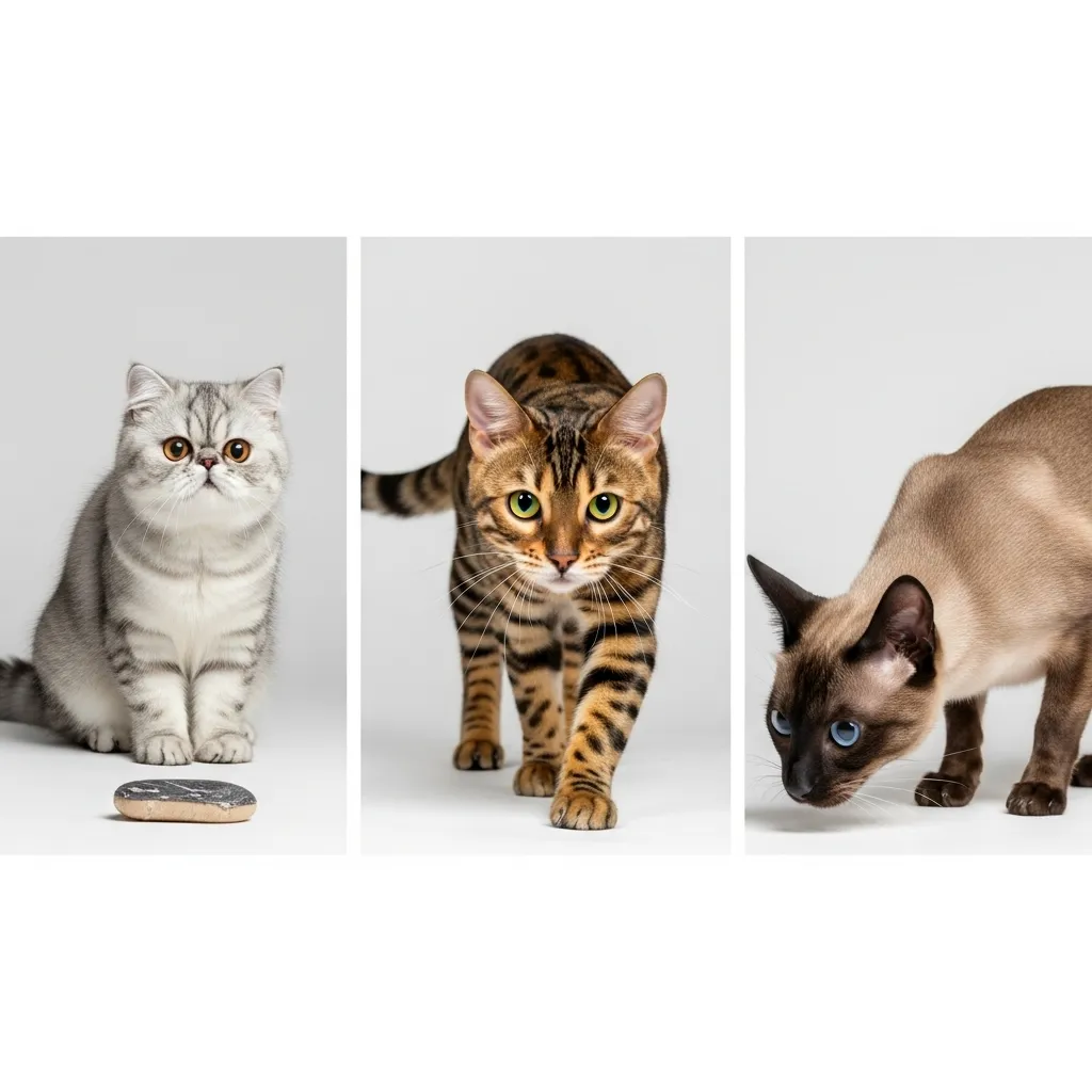 Different cat breed personalities reacting to new stimuli comparison