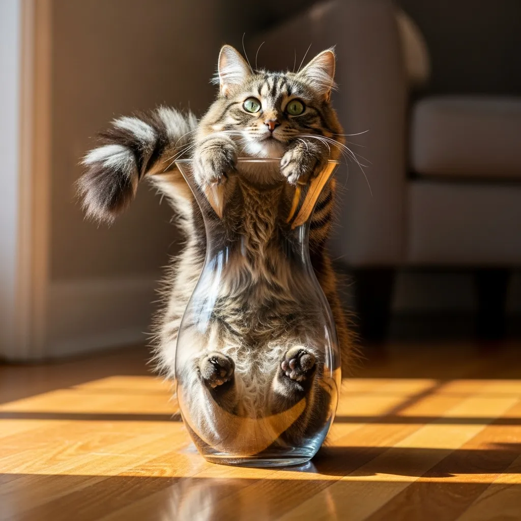 Cat choosing bizarre household objects as sitting spots