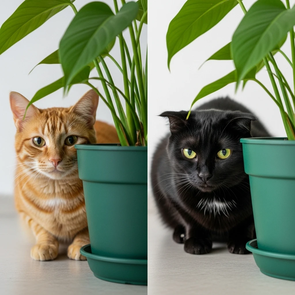 Visual comparison of normal cat adjustment posture versus high-stress body language.
