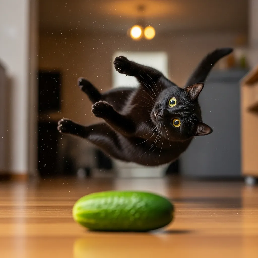 Cat flipping in surprise from cucumber scare compilation