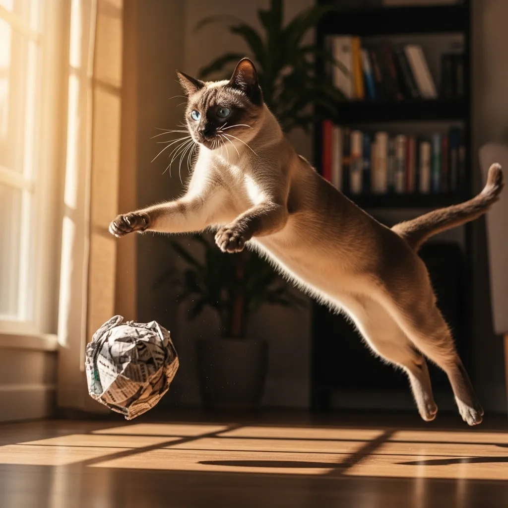  Cat's joy from low-cost crumpled paper play.