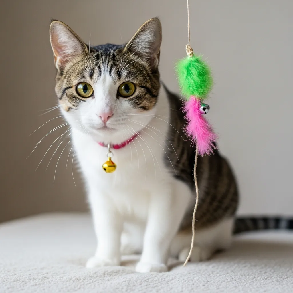 Cat thrilled by custom low-cost toy.