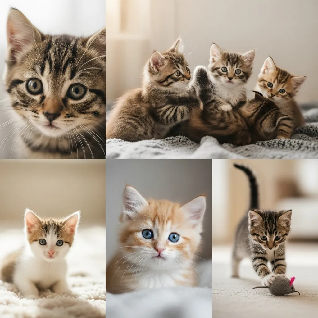 Adorable kittens showcasing short aesthetic cat names like Luna and Milo in soft, dreamy lighting.]