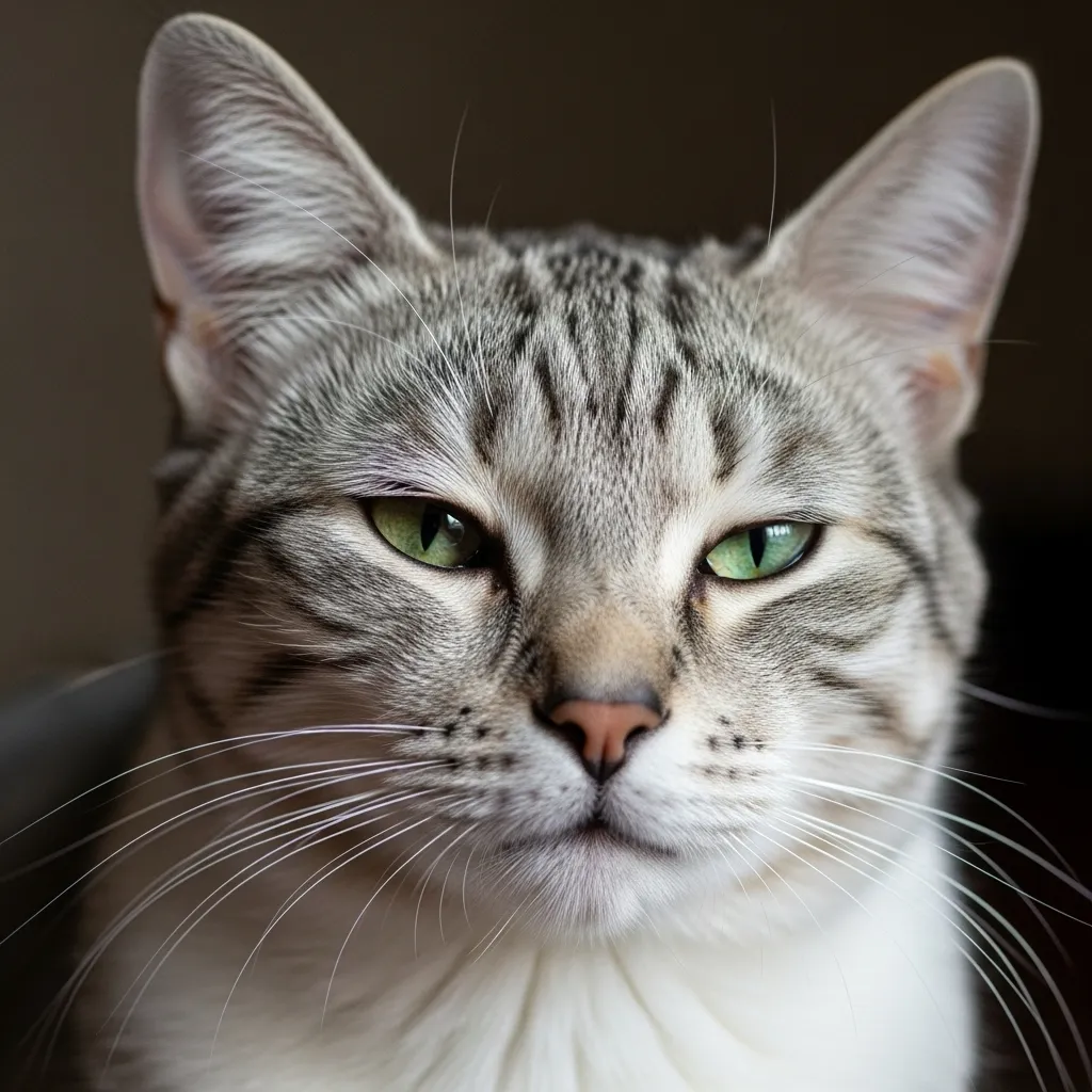 Cat giving a slow blink - demonstrating the feline "I love you" or "cat kiss."