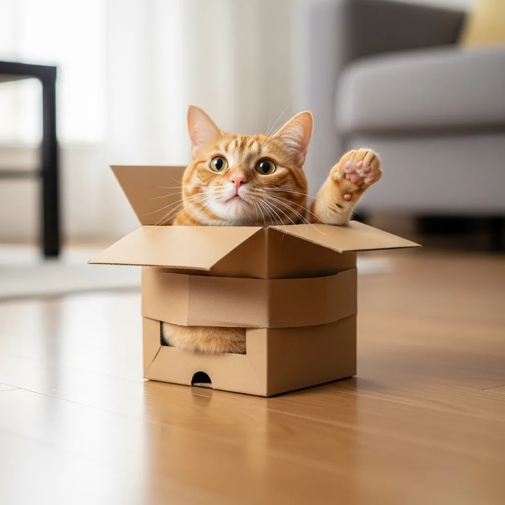 Cats vs Cardboard Boxes 5 Funny cat meme illustrating the 'if I fits, I sits' obsession with tiny cardboard boxes.