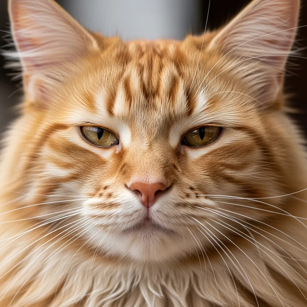 Close-up of a cat performing a slow blink, a sign of trust and feline affection.
