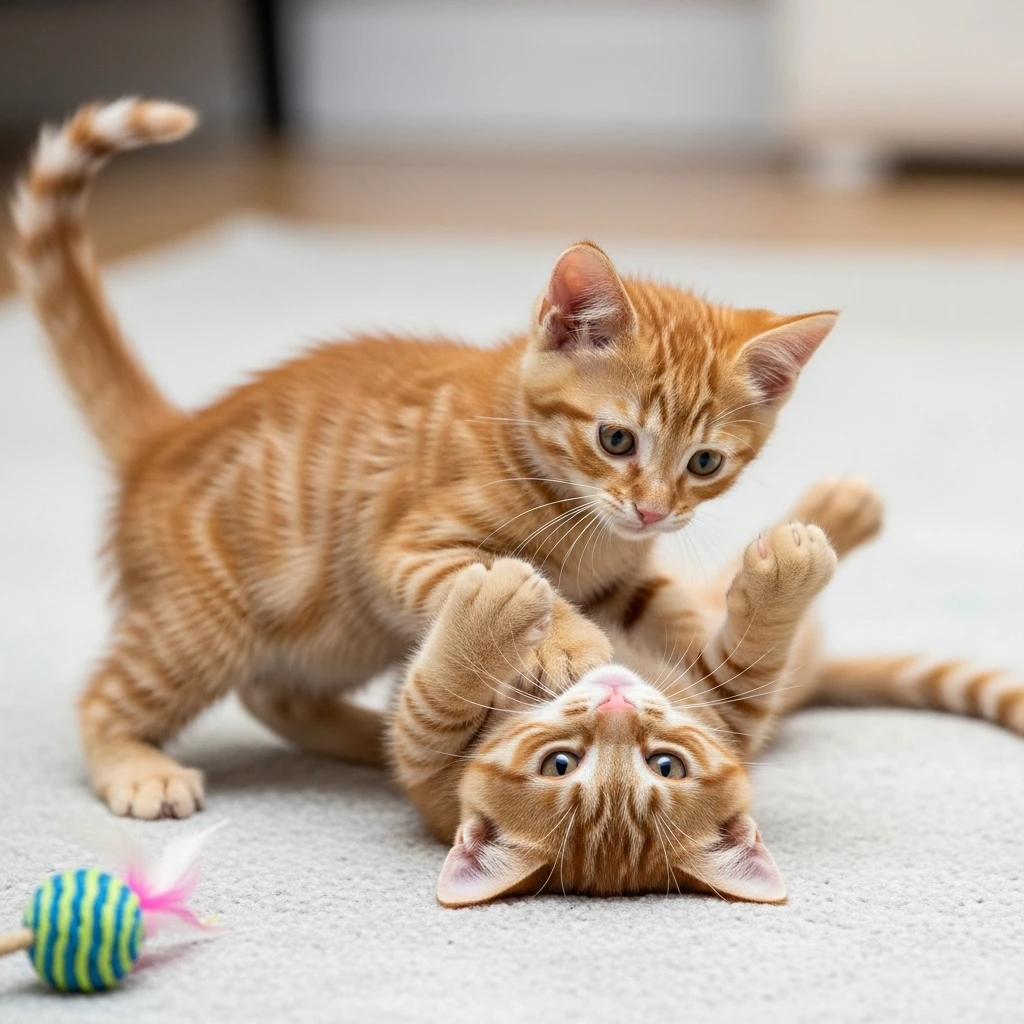 Series showing the importance of early socialization for confident adult cat behavior