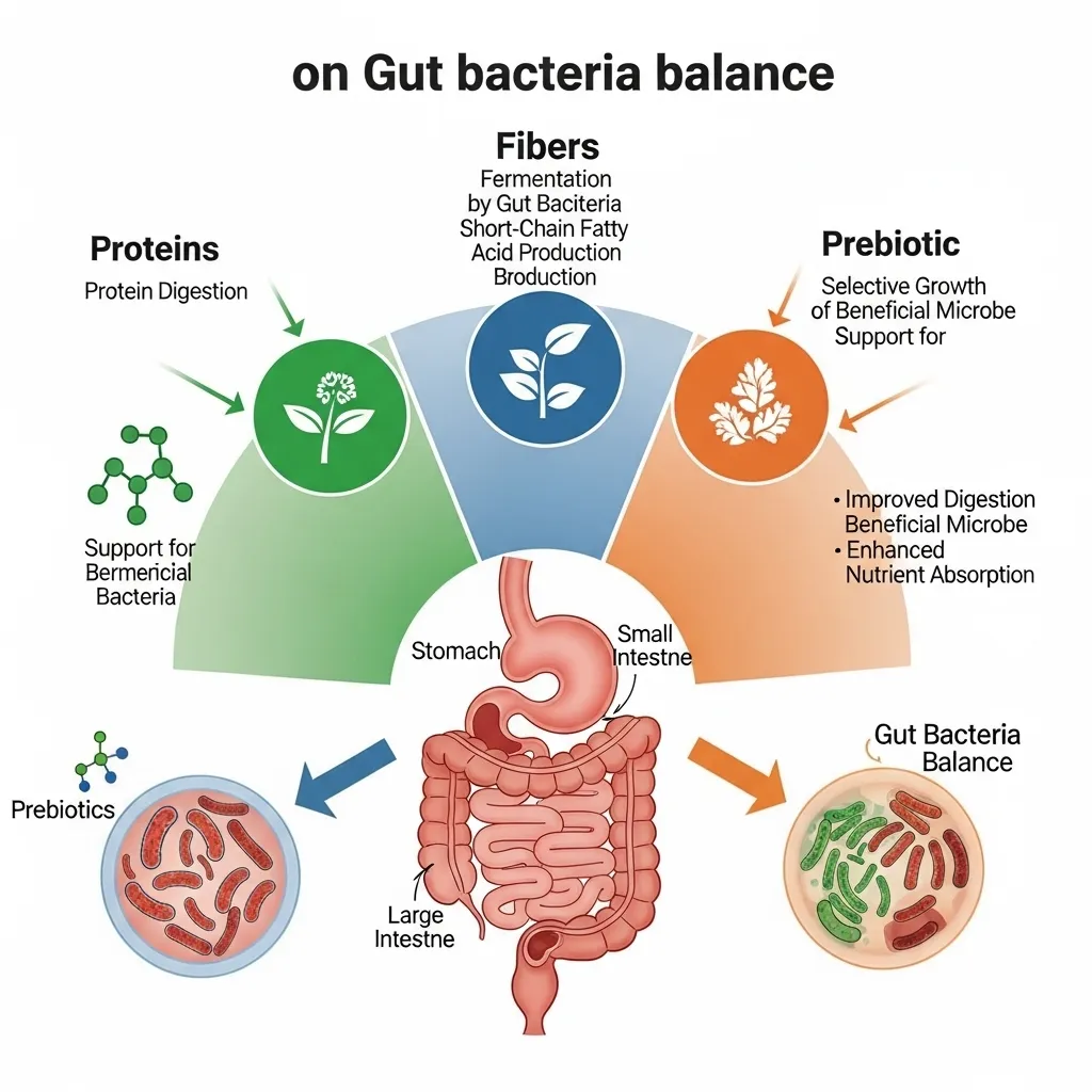 Infographic showing how dietary components affect cat gut microbiome balance
