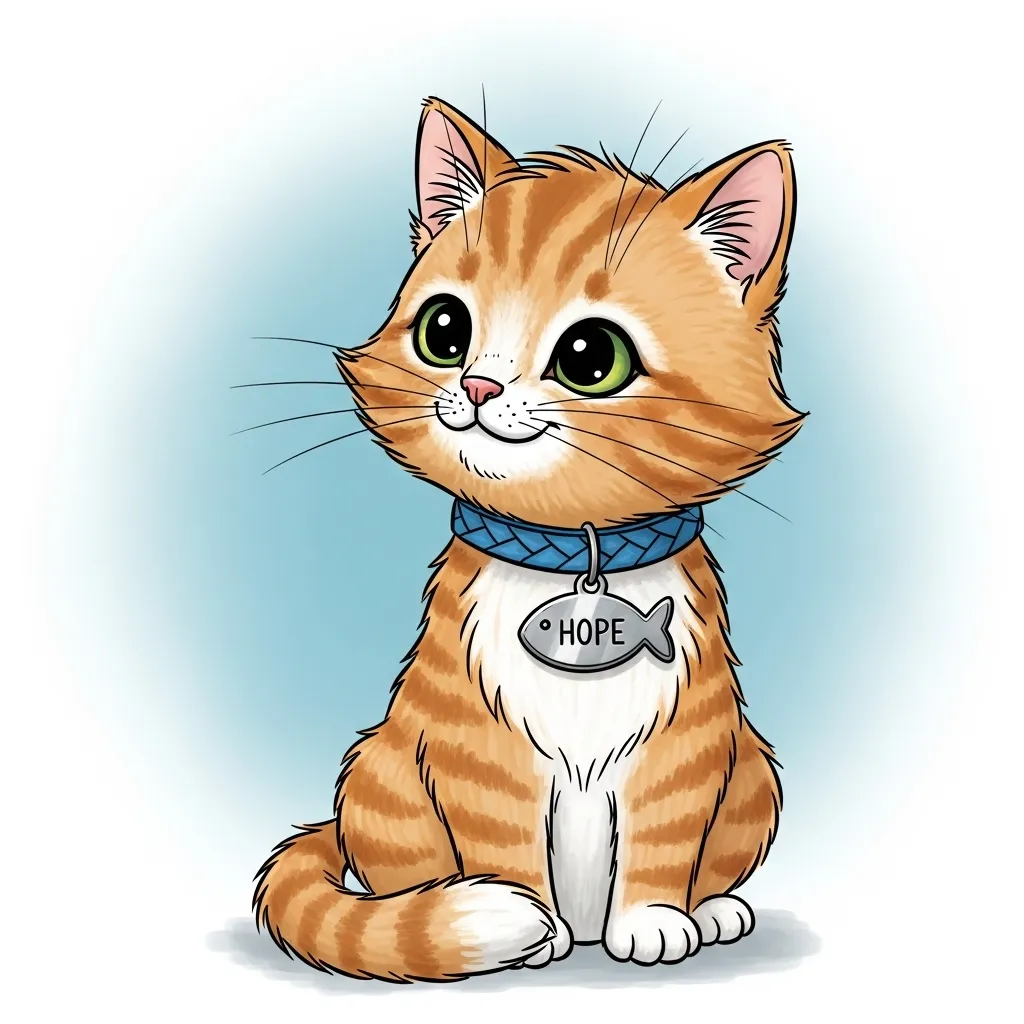 Illustrated cat proudly showing off a gender-neutral name with special meaning