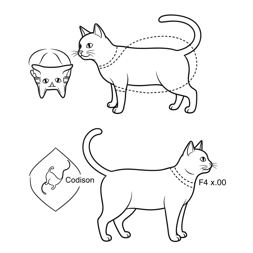 Visual guide to cat Body Condition Scoring showing underweight, ideal, and overweight body shapes from a top and side view.