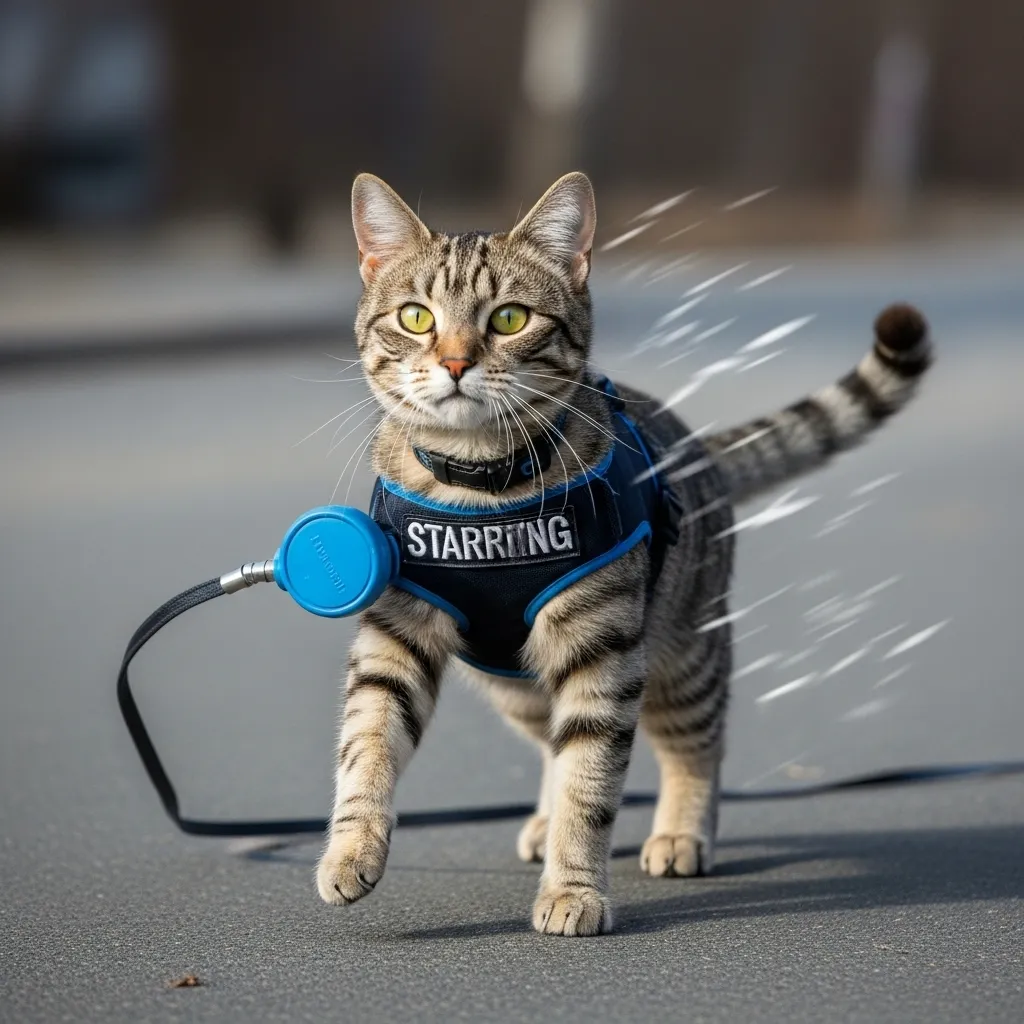 Cat fleeing in terror from loud vacuum noise