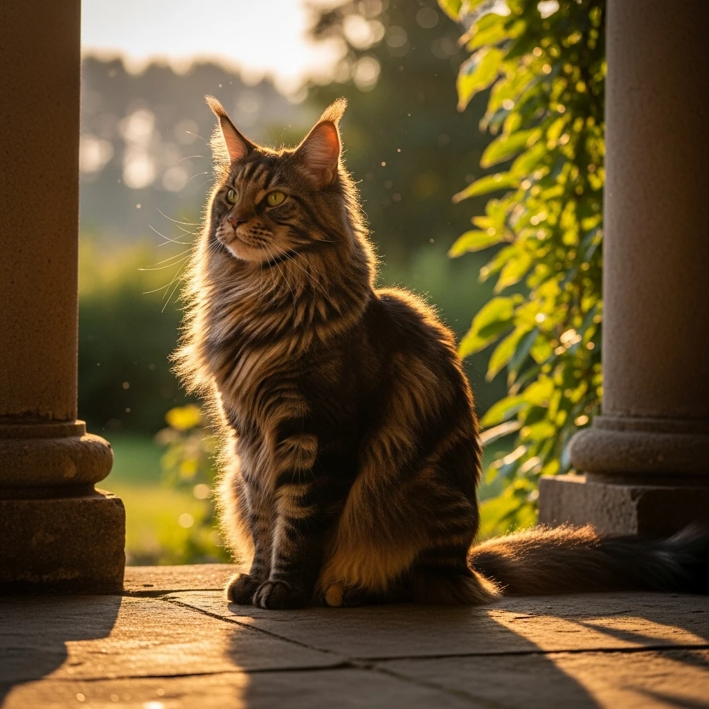 A Maine Coon cat named "Orion," exemplifying a timeless nature-inspired name tied to strength and the cosmos