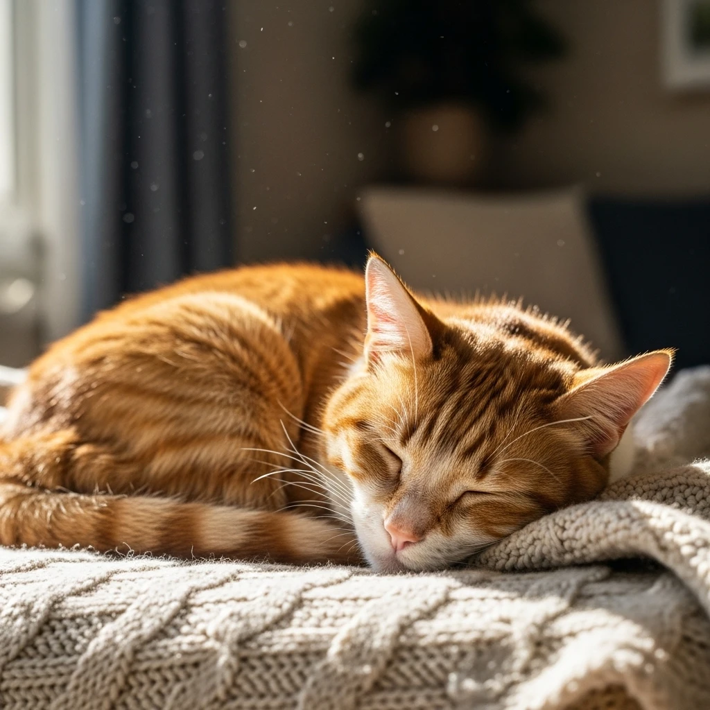 Senior cat resting comfortably, regular health monitoring helps cats live longer