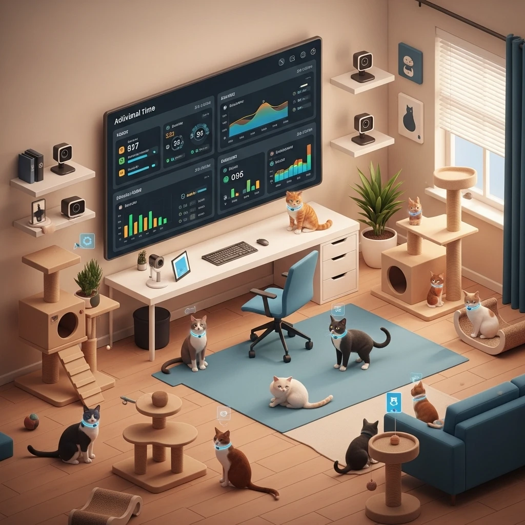 AI systems managing multiple cats with individual tracking for health and behavior.