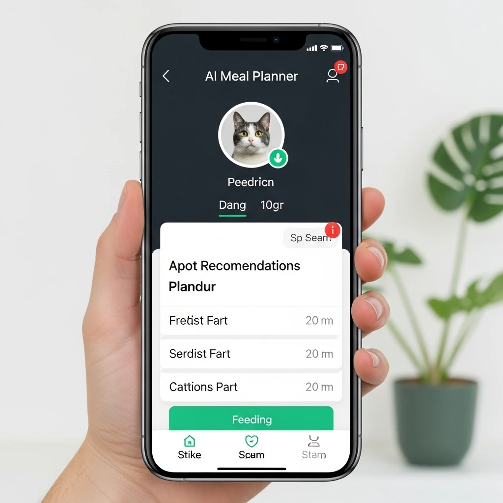 AI-powered cat nutrition planner analyzing individual health data for personalized meal plans