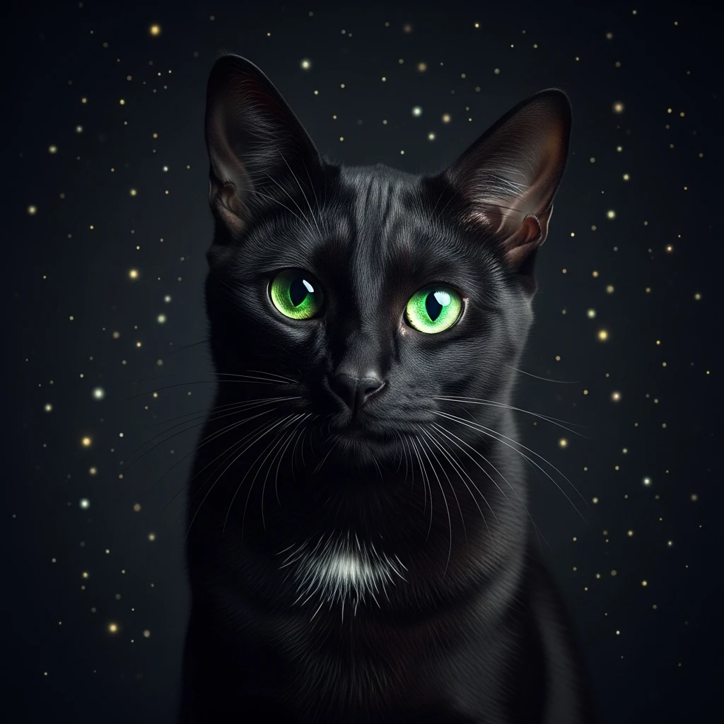  A mysterious cat embodying celestial names like Nova or Orion.