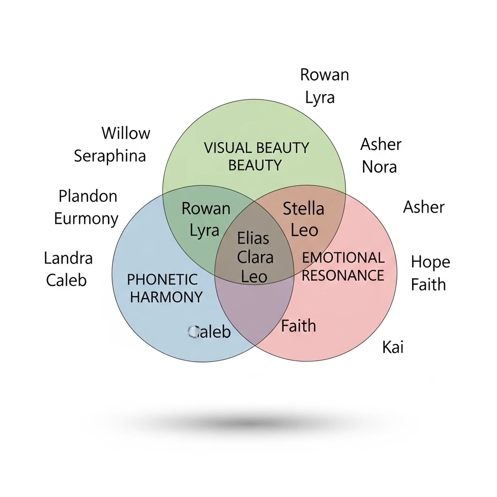 The three elements that define aesthetic cat names: visual beauty, sound harmony, and emotional meaning.