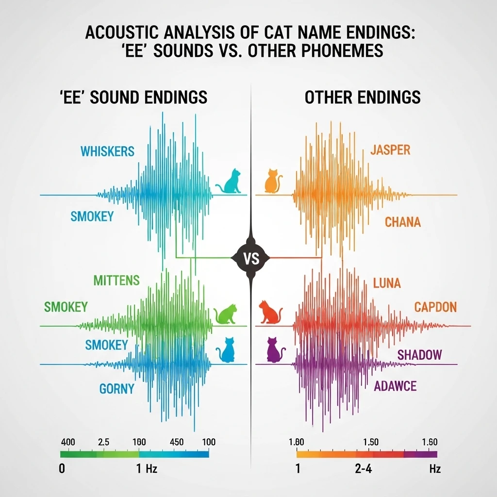 Visual comparison showing why cats respond better to names ending in 'ee' sounds.