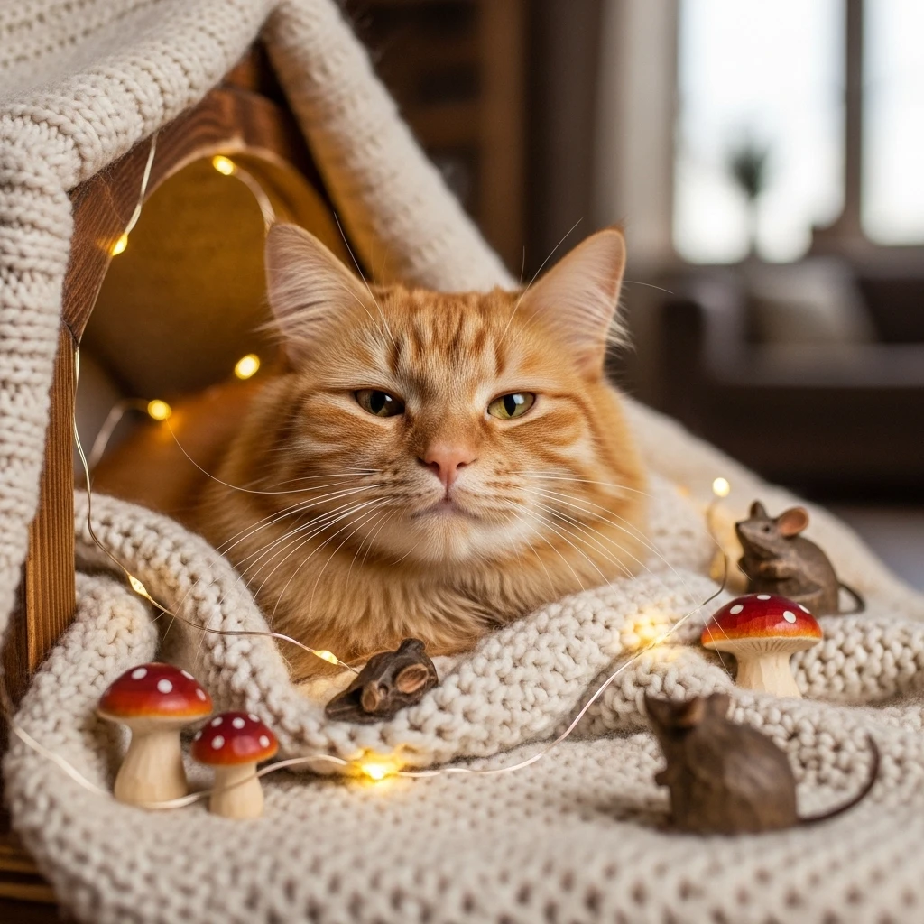 A perfectly content cat enjoys one of the cozy spaces cats love most, demonstrating the success of feline-centered design.