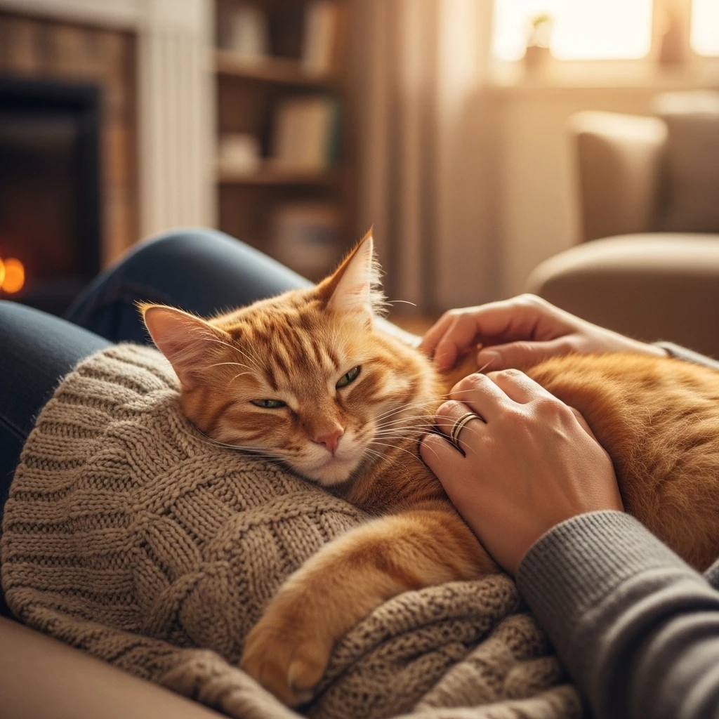 Cat and owner sharing a quiet moment, demonstrating that love matters more than any name."