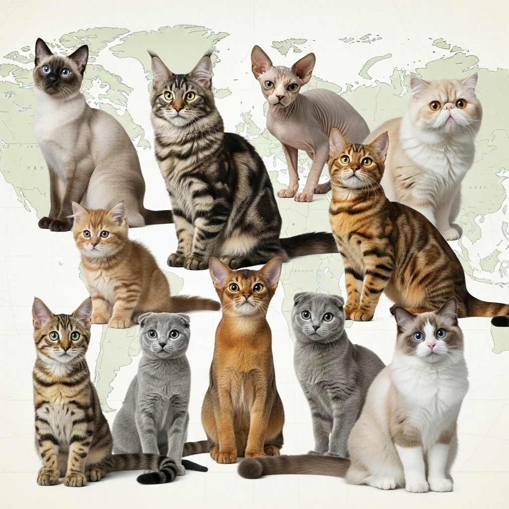 Cats representing global naming traditions from different world regions