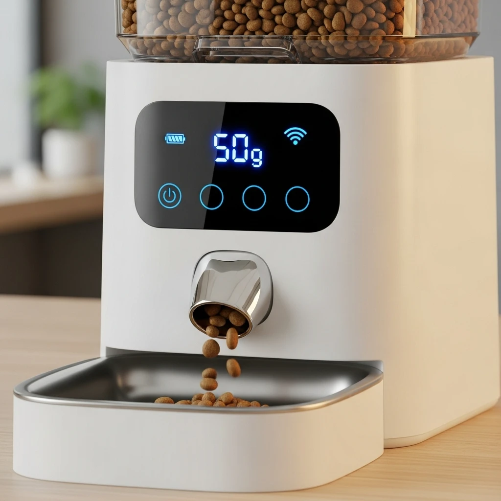 Smart cat feeder providing precise portion control for weight management